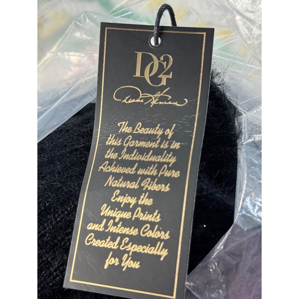 Diane Gilman DG2 Black Argyle Eyelash Knit Shimmer Cardigan Sweater XL NEW - Picture 8 of 8